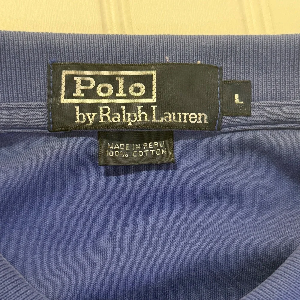 Polo Ralph Lauren Mens Large Royal Blue Short Sleeve Pique Polo Shirt Red Pony